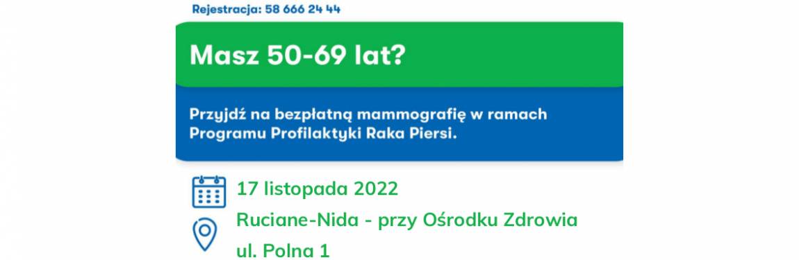 Bezpłatne badania mammograficzne Biała Piska, Orzysz, Ruciane Nida