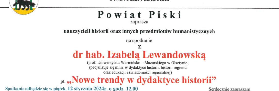 Nowe trendy w dydaktyce historii – spotkanie dla nauczycieli historii oraz innych przedmiotów humanistycznych