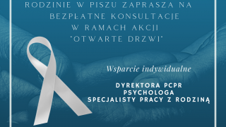 Akcja Otwarte Drzwi w Powiatowym Centrum Pomocy Rodzinie w Piszu w ramach Kampanii Biała Wstążka 